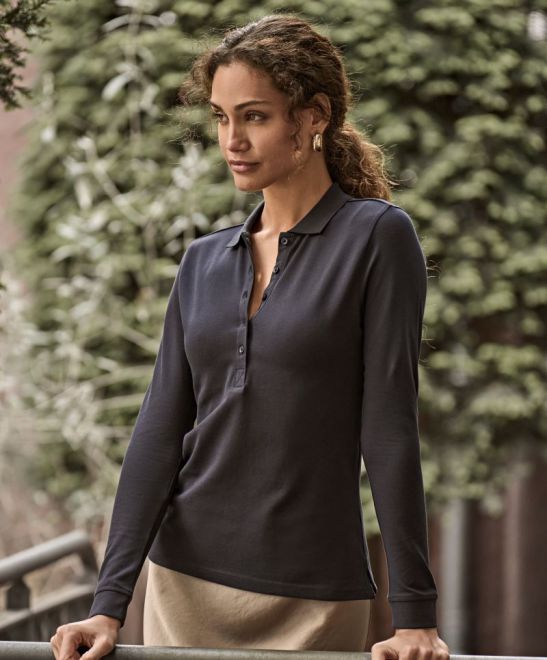 TJ 146 Damen Luxus Stretch Piqué Polo langarm heavy